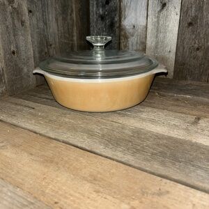 Anchor Hocking Peach Glass Covered Casserole Dish
